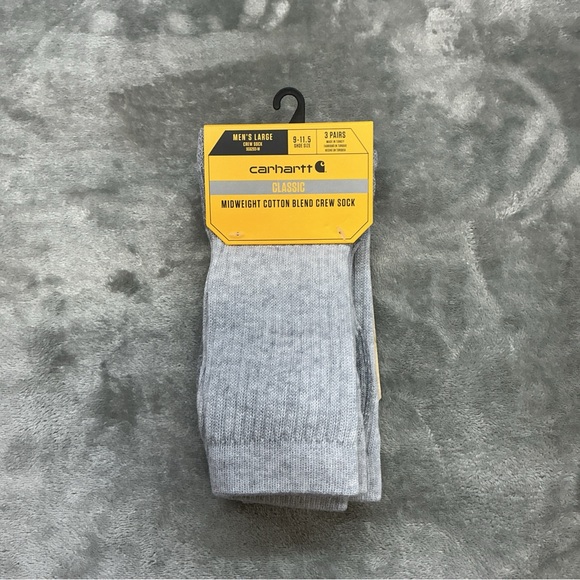 Carhartt Classic Midweight Cotton Blend Crew Sock 3pk Mens 9-11.5 ribbed durable - Picture 7 of 7